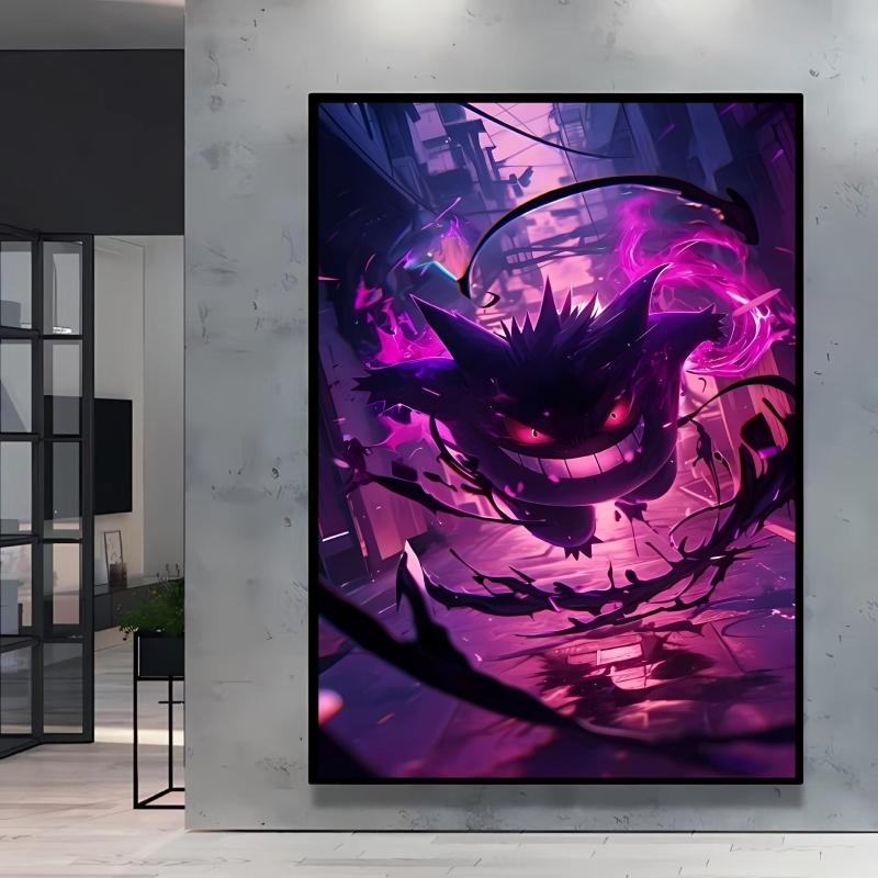 Canvas Artwork Painting Pokemon Gengar Poster Hd Prints Cartoon Character Picture Classic Modern Home Living Room Wall Decor