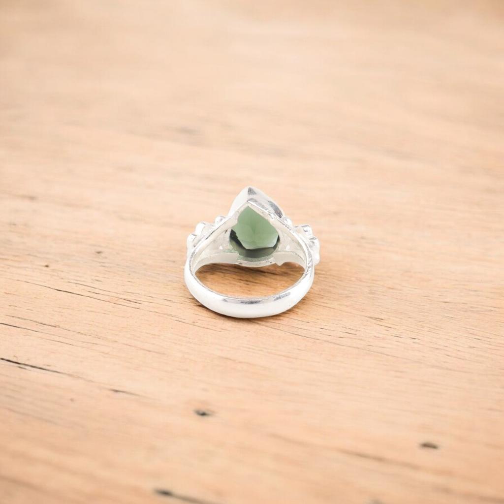 Green Tourmaline Gemstone 925 Sterling Silver Handcrafted Jewelry Ring For Girls RR-59-15