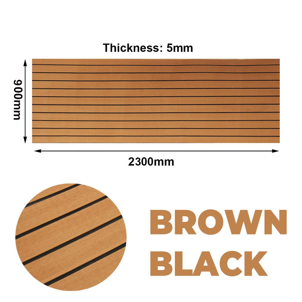 2.3M 2.4M 8 Styles Self-Adhesive EVA Foam Decking Sheet Faux Teak Synthetic Boat Marine Flooring Accessories Brown Gray Striped