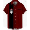 Santa Claus Hawaiian Shirt Pocket Christmas Elegant Print Shirt Men Women Fashion Short Sleeve Hawaiian Shirt Beach Blouse Elk