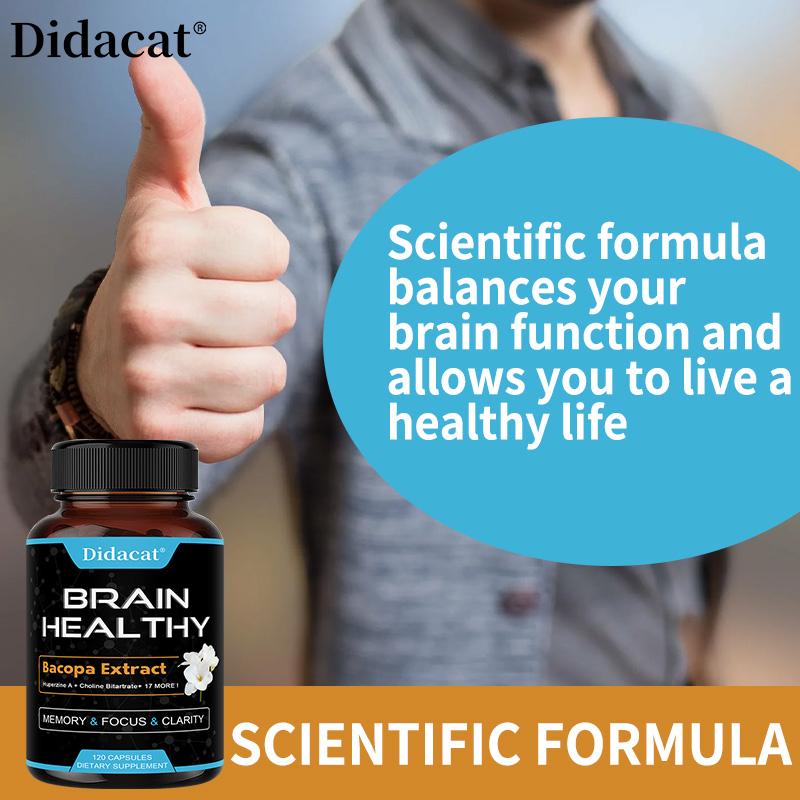 Brain Healthy Supplement 120 Capsules Bacopa Extract Formula for Memory and Focus