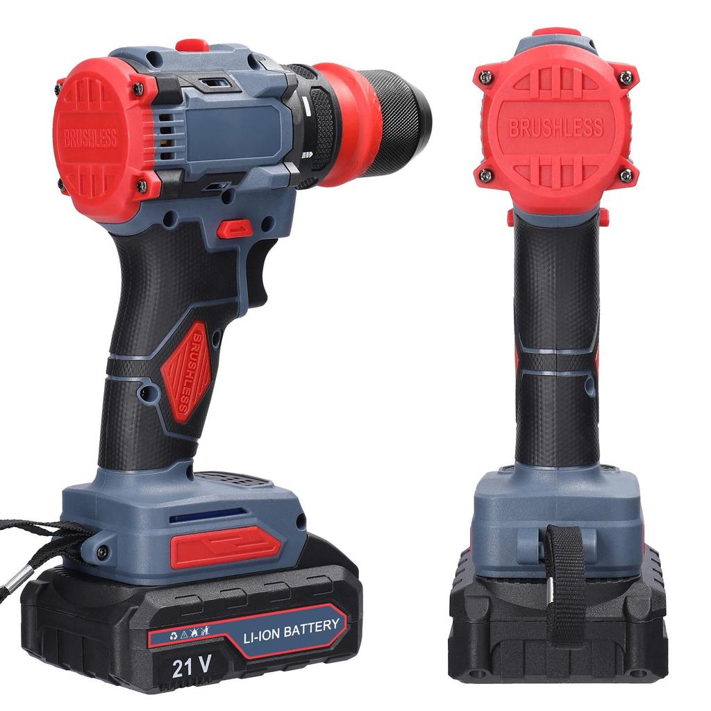 Бесщеточная высокоскоростная электрическая дрель и шуруповерт 21 В с аккумулятором