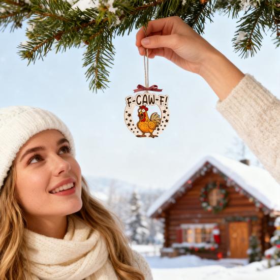 Yousheng Забавный F-Caw-F Курица Рождественское украшение Деревянный Петух Украшение для Рождественской елки Подарки-приколы для Любителей кур Взрослых Женщин