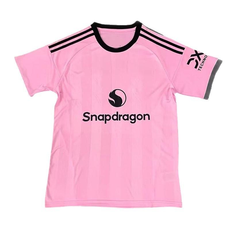 Mens Bamboo Fiber Soccer Jersey Short Sleeve Goalkeeper Fan Edition Pink Football Uniform Adult Wear