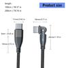 Кабель Type C мощностью 60 Вт со светодиодной подсветкой, оплеткой из нейлона, USB C, для быстрой зарядки, с регулируемыми на 180 градусов головками для удобства