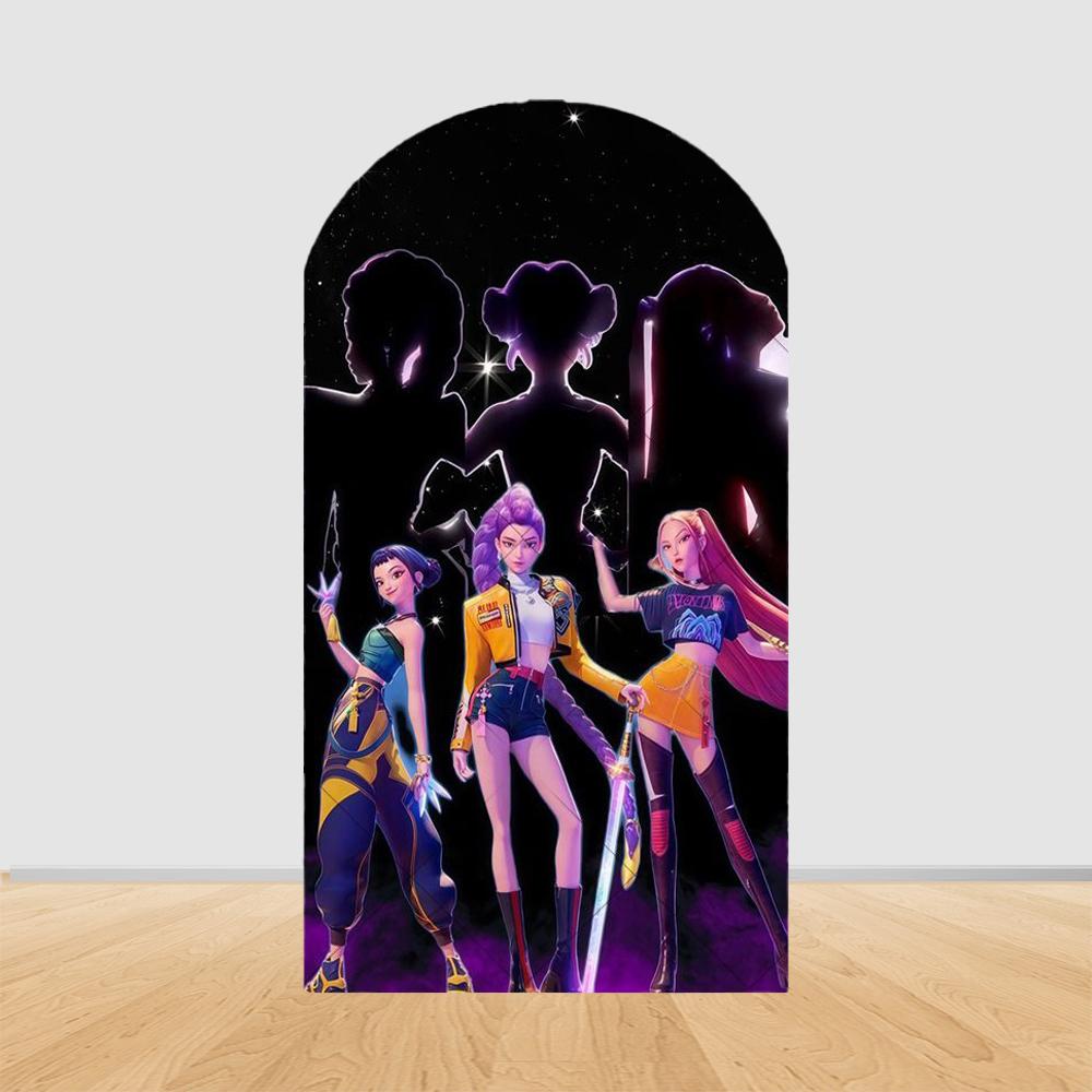 KPop Demon Hunter Arch Cover Background Girl Birthday Party Decoration Photography Background Arch Set Studio Supplies