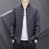 Мужское пальто весна-осень модный тренд тонкий шерстяной клетчатый деловой повседневный бейсбольный воротник куртка верхнее пальто