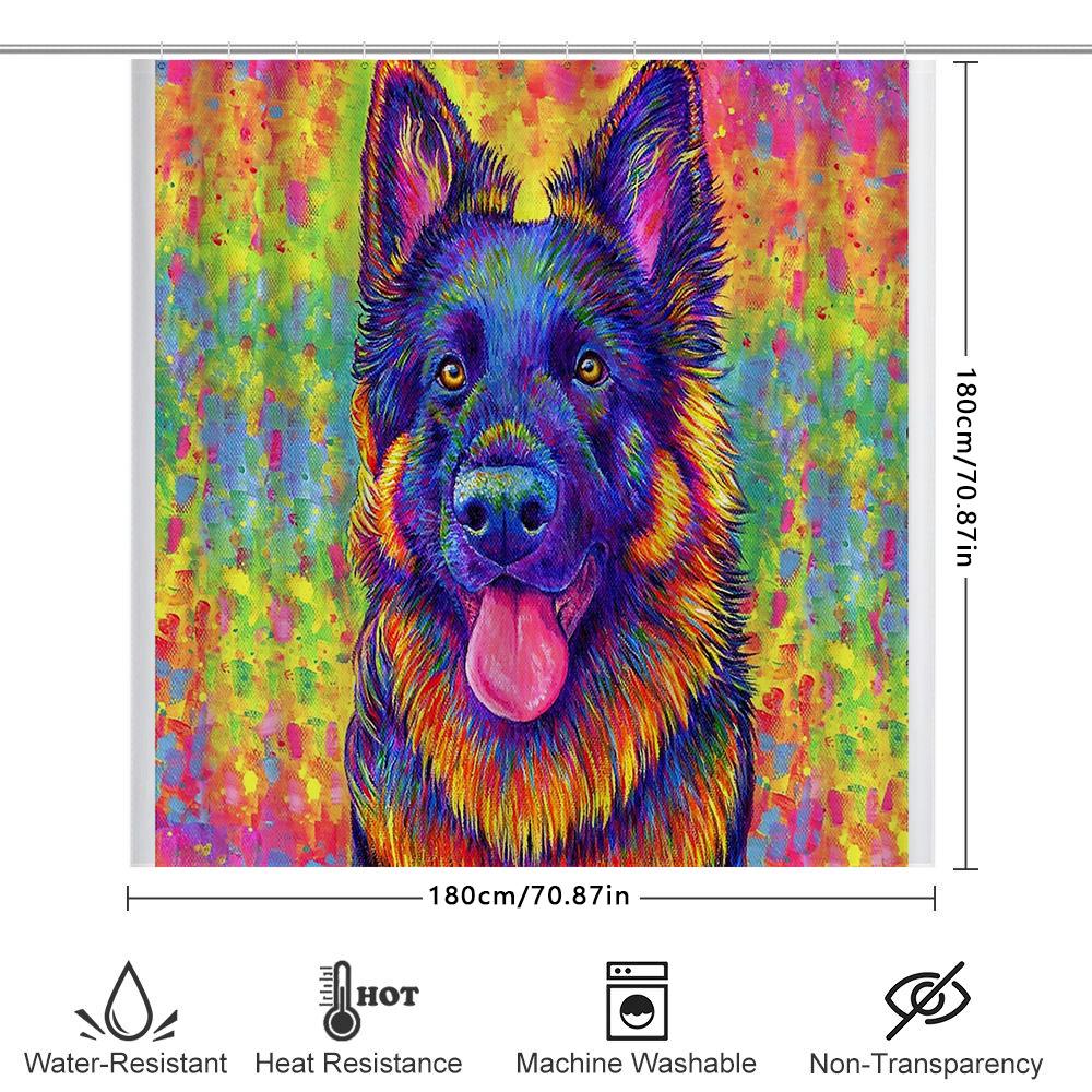 German Shepherd Dog Shower Curtain Waterproof Vintage Husky Pet Bathroom Decor Artistic Canvas Print Home Decor Wall Art