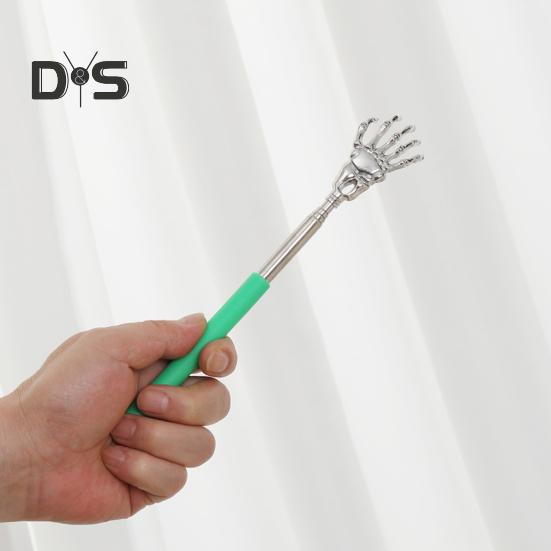 Раздвижная металлическая чесалка для спины с резиновыми ручками, портативный телескопический массажер для спины, инструмент для снятия зуда кожи, наполнитель для чулок для мужчин, женщин и детей