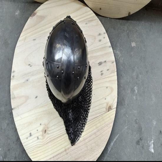 Средневековый шлем воина викингов Готовый к битве нормандский шлем Шлем ручной ковки из стали с кольчугой Носовой скандинавский шлем Подарочные товары