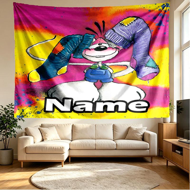 Custom Name Personalized Diddl Print Tapestry, Wall Art Decor, Bedroom, Dorm, Apartment, LivingRoom, Party Backdrop, Gift for Birthday