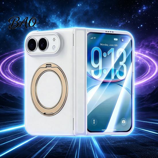 Heavy Duty Impact Resistant Shell Magnetic Phone Case for IPhoneDuo with 360 Degree Ring, Rotatable Non Slim Fit Dual Layer Slip Holder, Wireless