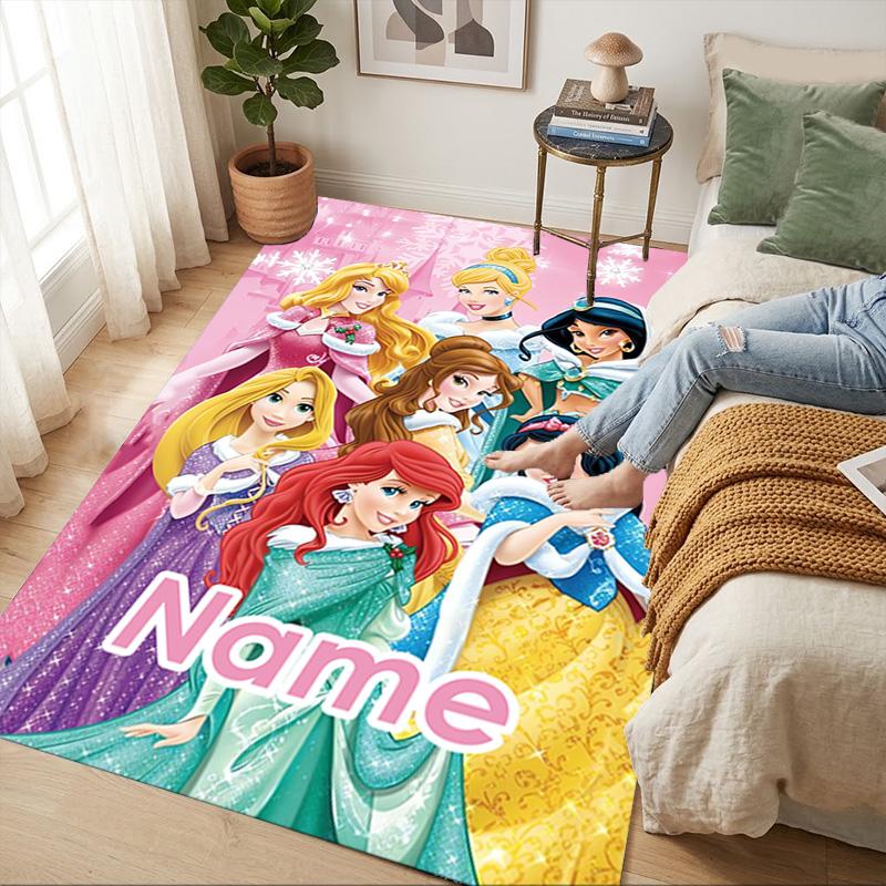 Personalized Name Princess Fantasy Living Room Non-Slip Area Rug Soft Carpet for Bedroom Kids Playroom Sofa Office Home Decor Doormat