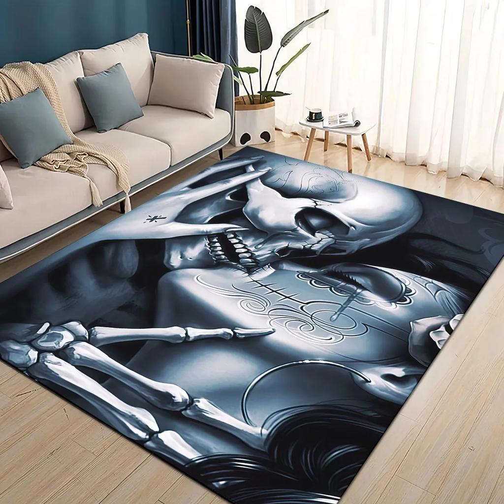 3D Готический Череп Лицо Роза Женщина Ужасный Мультяшный Ковер Коврик для Гостиной Спальни Дом Диван Украшение, Детский Нескользящий Напольный Коврик