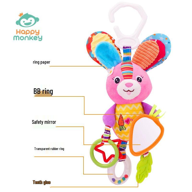 HappyMonkey Детская сенсорная плюшевая погремушка-прорезыватель