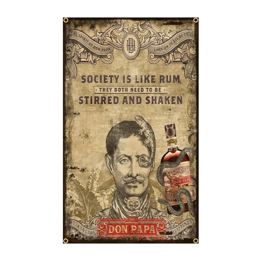 Don Papas Rum Flag Polyester Printed Wine Banner For Decor Room tapestry wall decoration Bar decoration flag