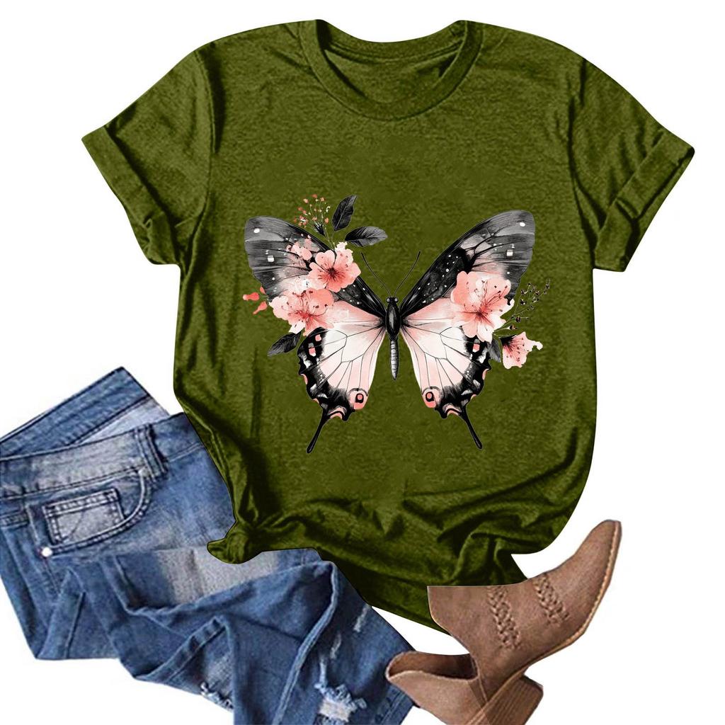 Женская модная повседневная футболка с круглым вырезом и принтом, пуловер с короткими рукавами, топ