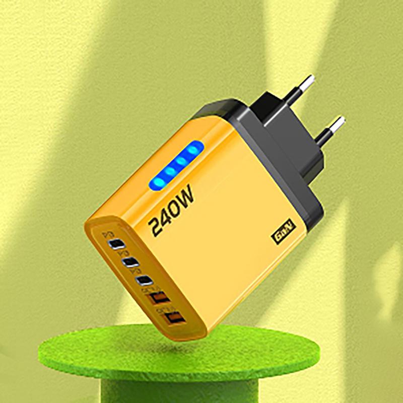 240 Вт 5-портовый GaN Адаптер Быстрой Зарядки USB C PD QC3.0 Портативный для Международных Путешествий Зарядка Нескольких Электронных Устройств