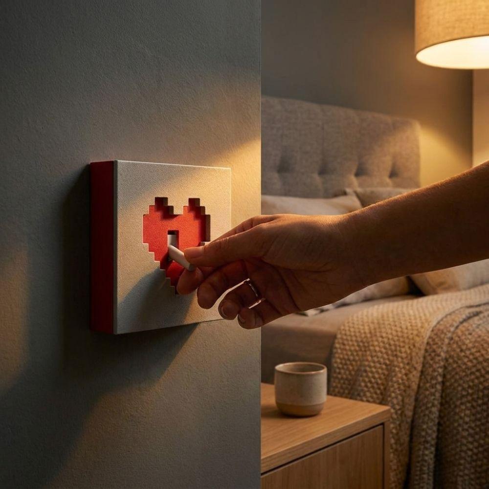 3D Printed Pixel Heart Light Switch Cover Removable Joystick Switch Stickers Household Use
