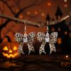Halloween Bow Dangle Earrings Pumpkin Ghost Pattern Drop Earrings Holiday Party Decor Earrings for Women