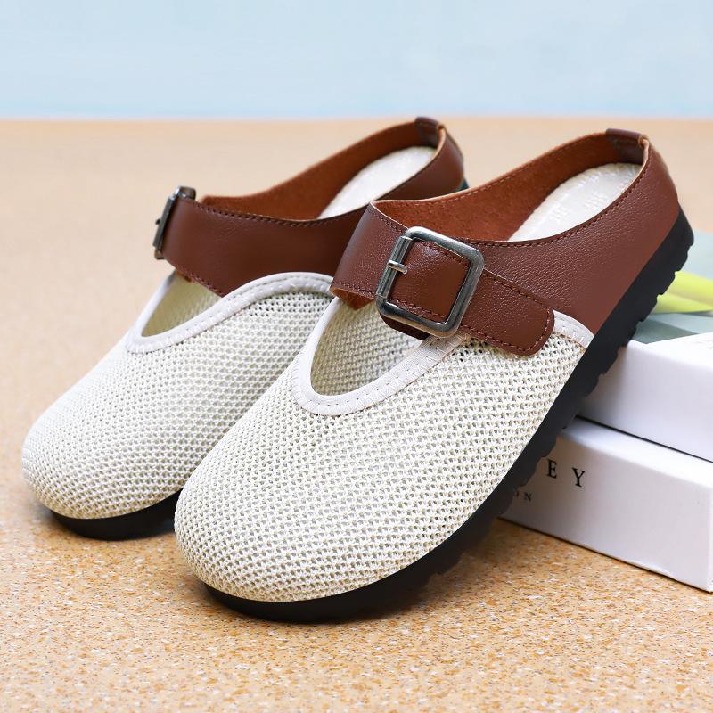 Тапочки женские для улицы летние из сетки с мушками полушлепки на одной педали женская обувь модная обувь женская универсальная