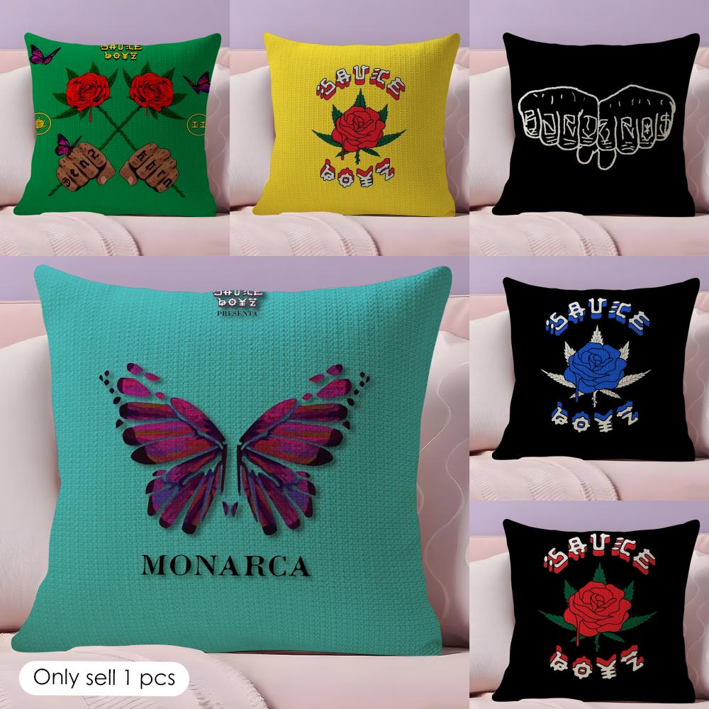 EEladio Carrion SSauce BBoyz Cushion Cover Natural Linen Organic Fabric DoubleSided Printing Couch Pillow Covers Home Decor