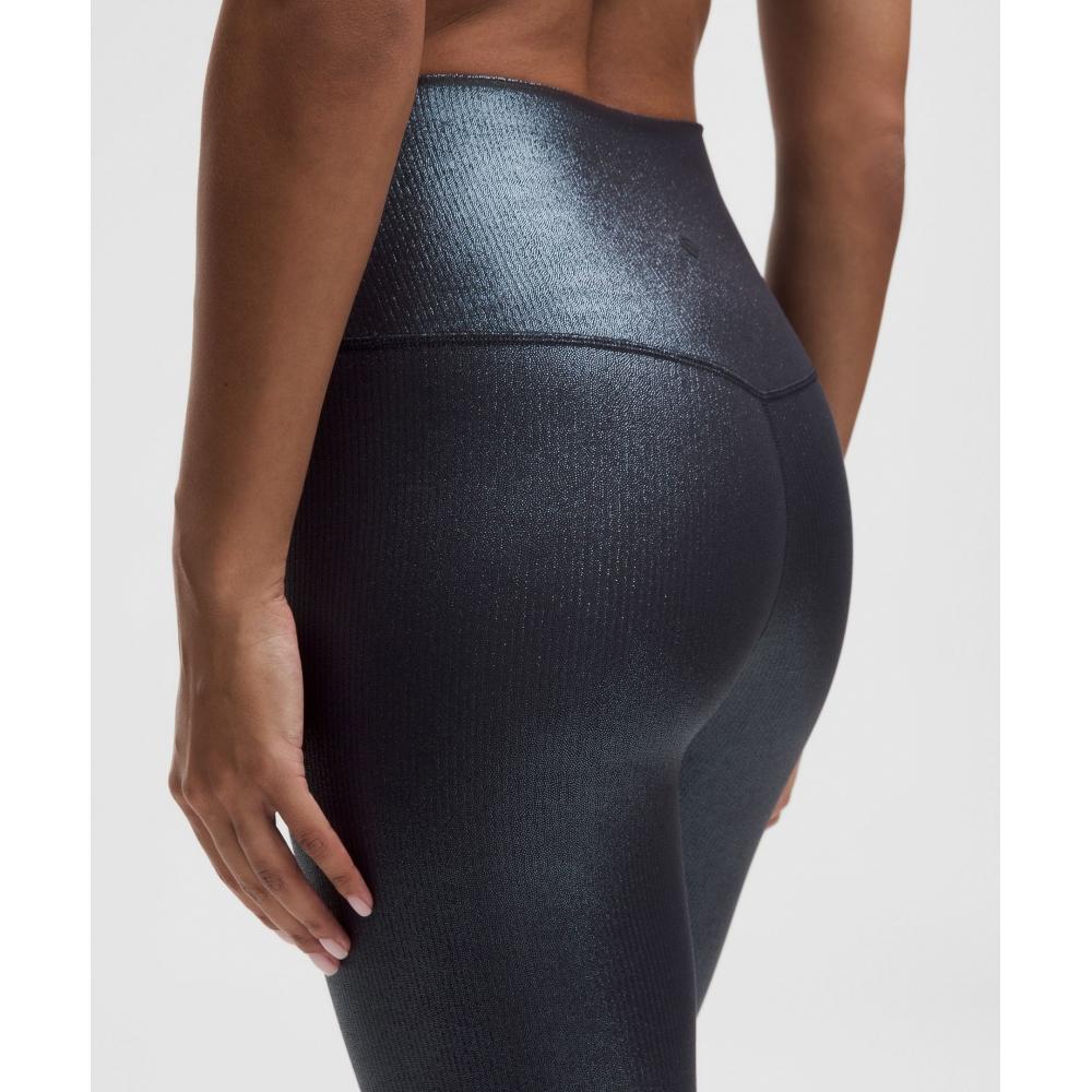 Lululemon Align  High Rise Ribbed Crop 23   Shine Radiate Foil Print Black Night