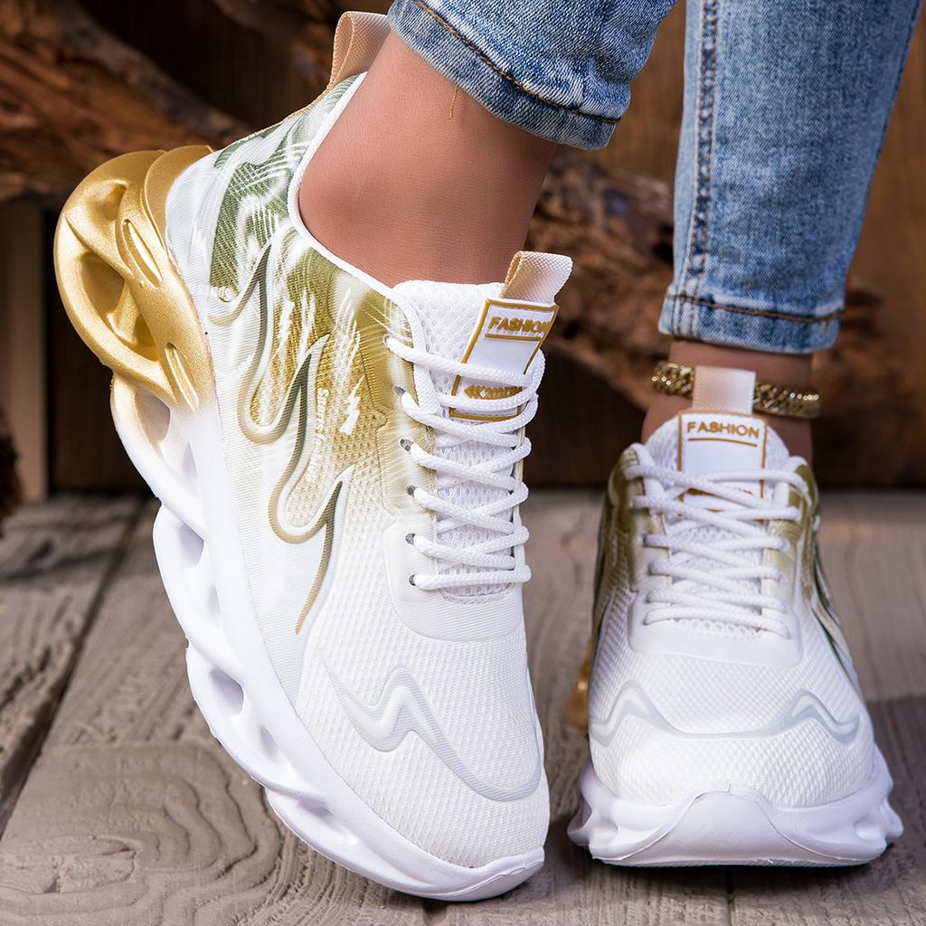 YRZL Unisex Running Shoes Women Men Lightweight Mesh Breathable Comfortable Flat Soft Tennis Shoes Summer Lace-up Sneakers Woman