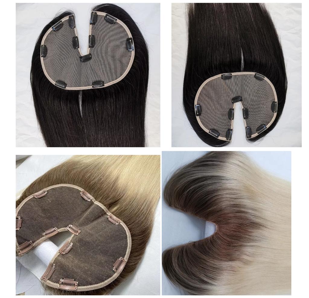 Bone Straight One Piece Real Human Hair Extensions Clip Ins Unprocessed European U Shape Hair Topper Lace Clip in Extension