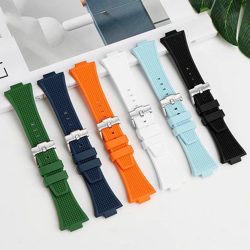 Raised Silicone Bracelet for TISSOT PRX Super Player T137.407/410 Series White Luminous Silicone Watch Strap for Men's Wristband
