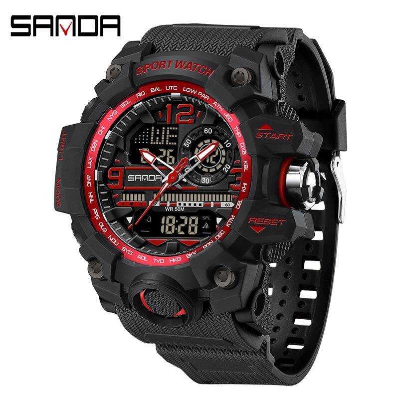 Sanda Teen Multi-functional Waterproof Sports Watch with Alarm & Luminous Display