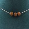 Stones and Minerals. 3-pearl Necklace, Matte Tiger's Eye, 8 Mm. Stainless Steel Chain Necklace Women Men. Custom Size