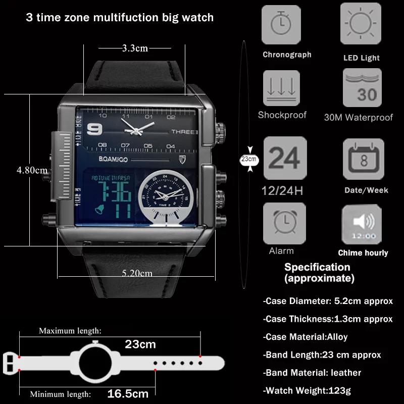 SKMEI F920 Новый Стиль Китай Мужские Цифровые Часы Идеальный Ремешок из ПУ Кожи 3 Часовых Пояса Водонепроницаемые Огромные Спортивные Часы Комплект