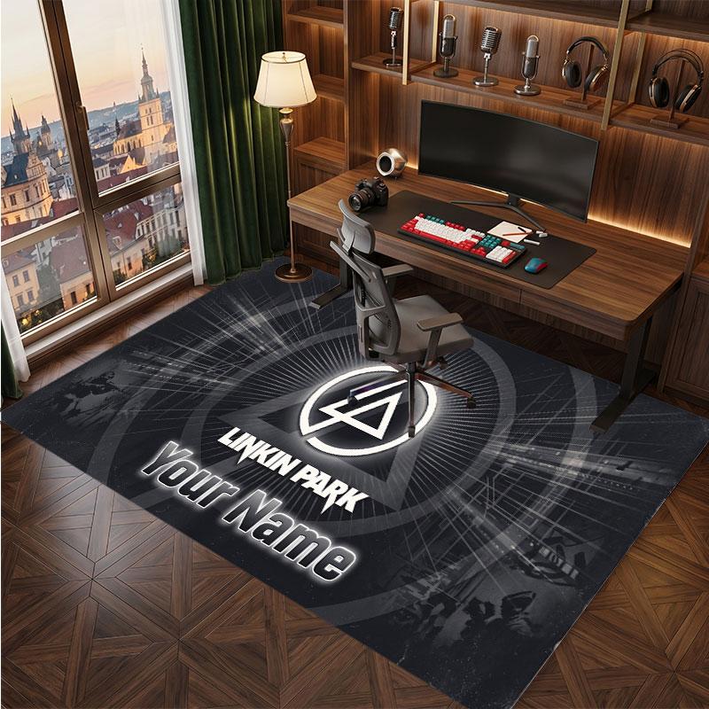 Linkin Park Personalized Crystal Velvet Carpet, Customized Name Text Soft Anti‑Slip Rug for Living Room Bedroom
