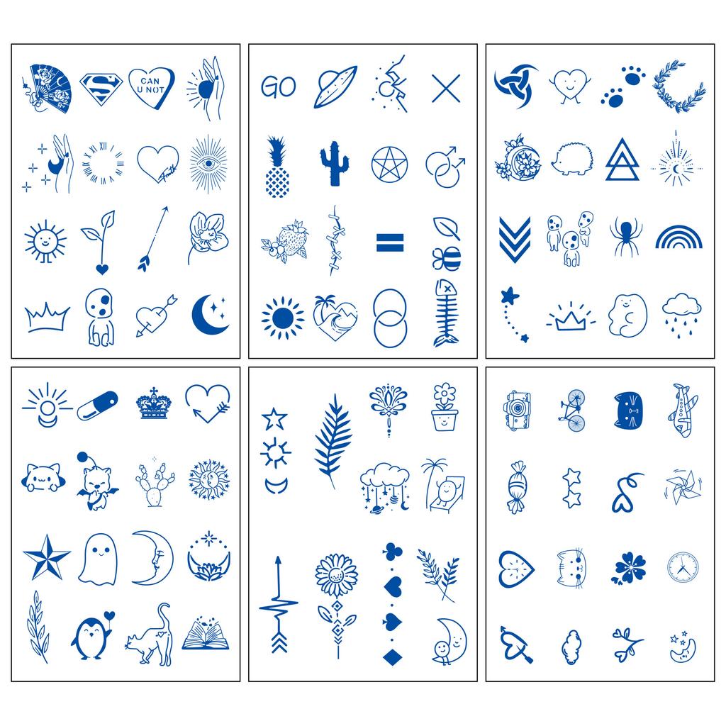 6pcs Lasts To 15 Days Tattoo Sticker Body Art Magic Fake Tattoo Simple Love Butterfly English Letter Waterproof Long Lasting Temporary Finger Tatoo