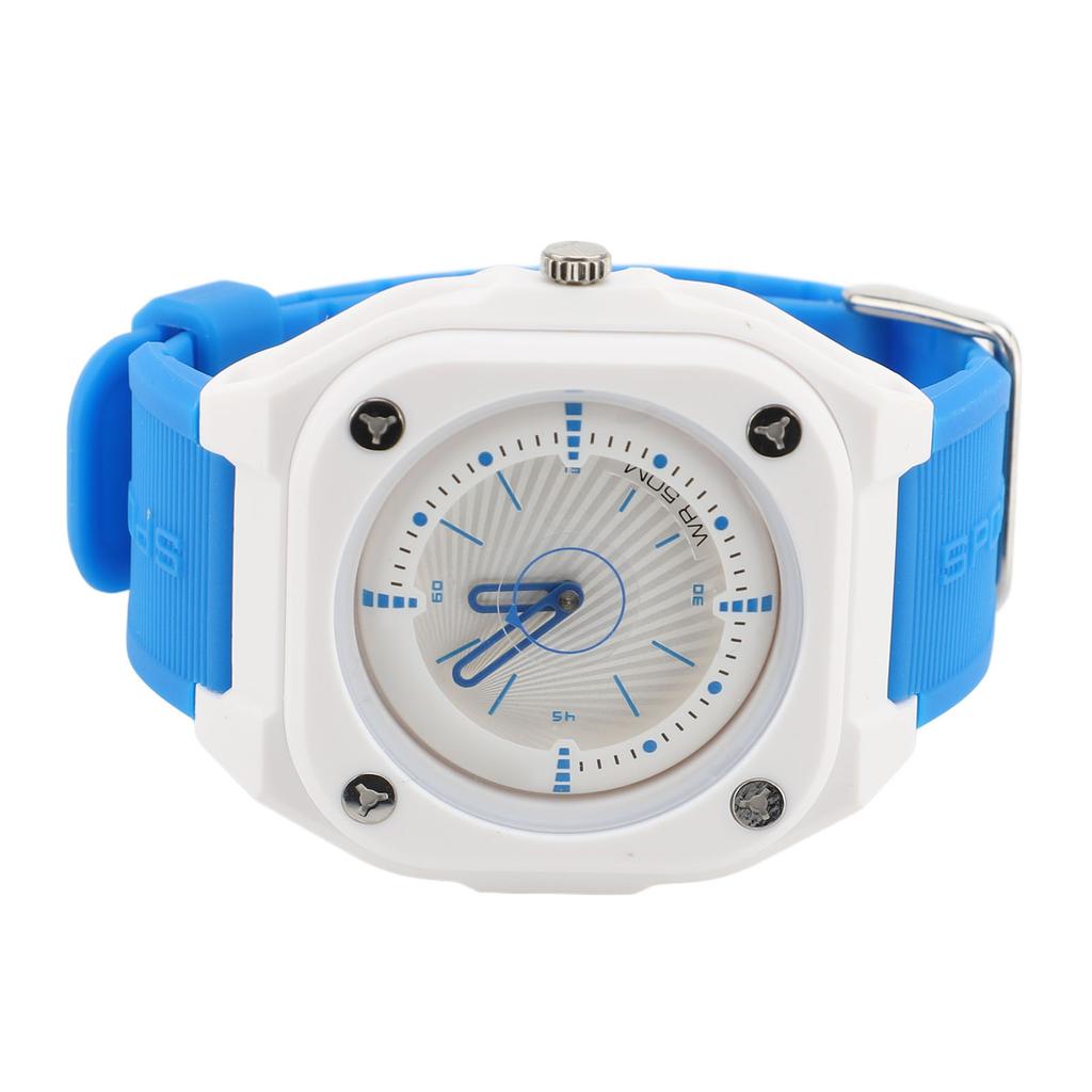 Water Resistant Sports Analog Unisex Watch Student Electronic Wristwatch for Nurses Doctors Students White Dial Blue