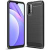 Protective Case - E.F.CONNECTION - Redmi 9T - Black Silicone - Steel Lines - Shockproof