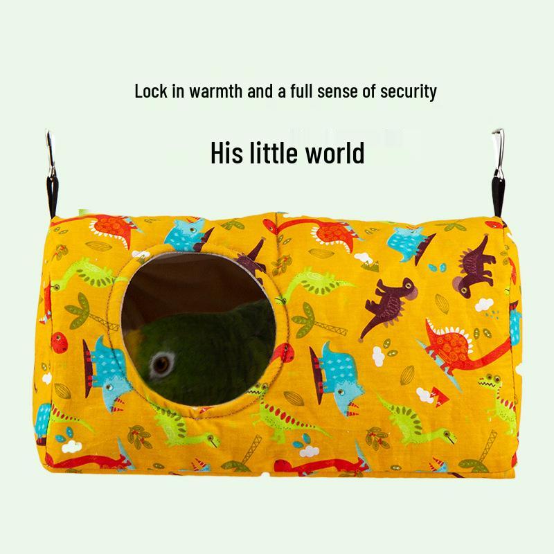 Уютное осенне-зимнее гнездо для попугая: Утолщенный цилиндрический домик-гнездовье для корелл и пионовых птиц