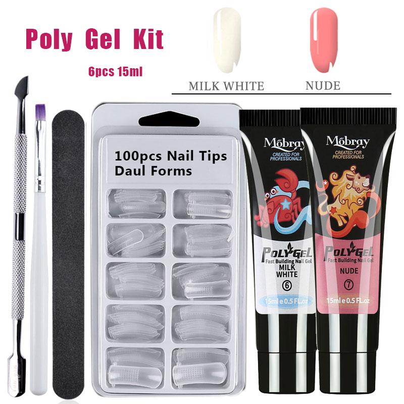 15 г акриловый полигель для ногтей, набор замачиваемых УФ-светодиодов, УФ-ногти, настоящее качество, быстросохнущий прозрачный цвет, строительный гель для ногтей, долговечный кристалл