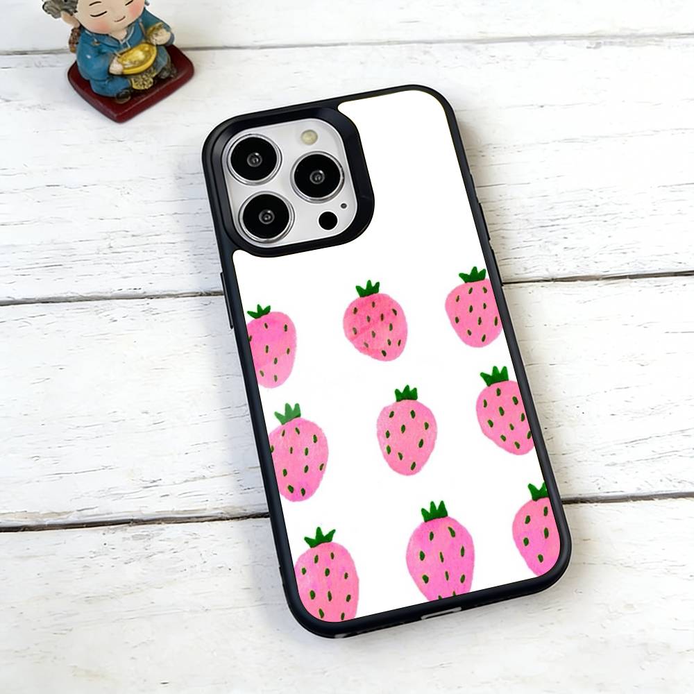 Японский корейский милый чехол для телефона со клубникой для iPhone 17, 16, 15, 14, 13, 12, 11 Plus, Pro, магнитный с Magsafe, беспроводная зарядка