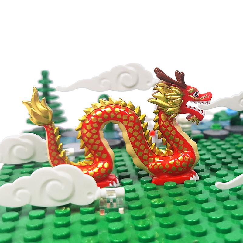 MOC Medieval Animal Zoo Farm Dragon Action Figures Building Blocks Gold Red Dragons Wolf Snake Monsters Beast Bricks Toys Gifts