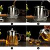Teapot Glass With Infuser Heated Resistant Container Flower Tea Herbal Pot Mug Clear Kettle Square Filter Glass Tea Pot Teaware