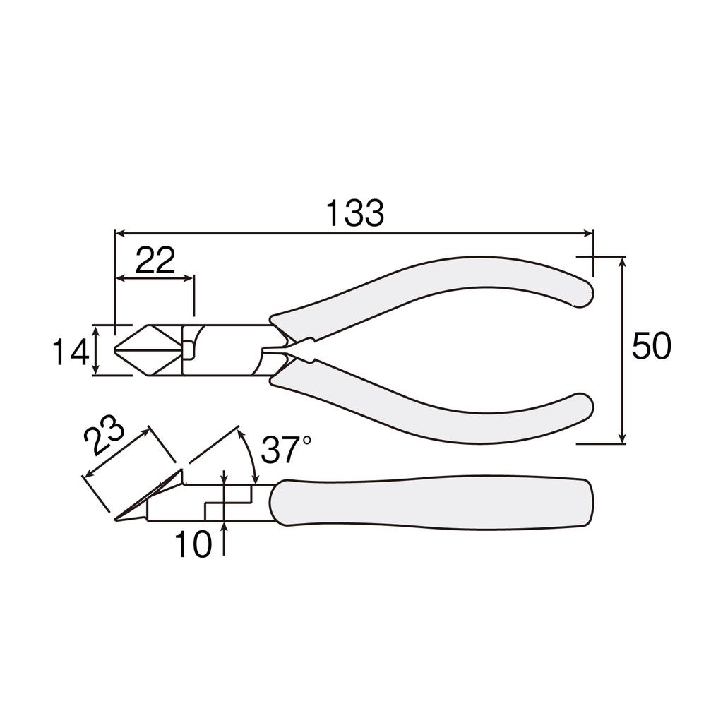 HOZAN N-4-125 Oblique Nipper, Sharp Edge Finish, E