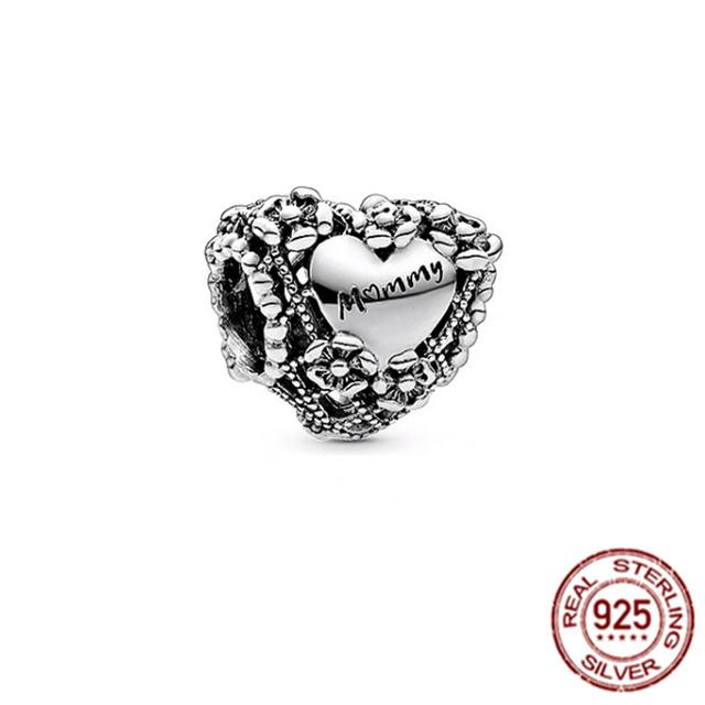 Стерлингового серебра 925 пробы, ажурное сердце, генеалогическое дерево и след сердца, очаровательные бусины, подходят для милого модного браслета, ювелирное изделие, подарок