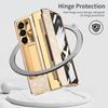 For Samsung Galaxy Z Fold 7 6 5 4 Z Fold 3 5G Case with Screen Protector Luxury Frosting One-Piece Plating Stand Cover Gold