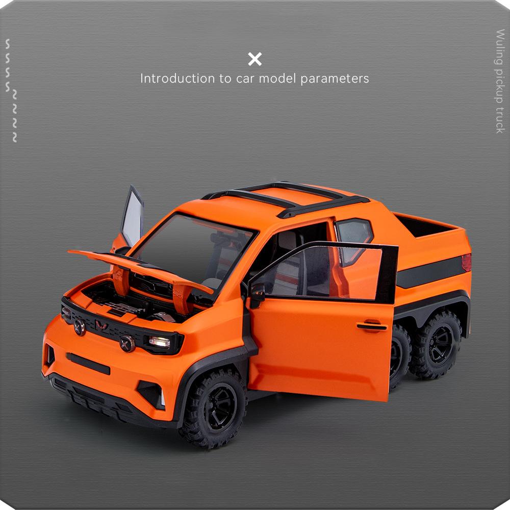 Масштаб 1/18 WULING MINI EV 6X6, литая под давлением модель автомобиля, игрушечный автомобиль с откатным механизмом, звуком и светом для детей, коллекция подарков для мальчиков и девочек