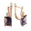 Квадратные фиолетовые серьги с кристаллами циркона и цветком, позолоченные элегантные свадебные украшения для женщин
