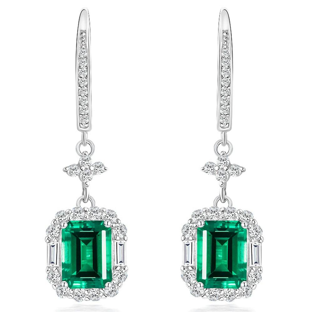 WUIHA 925 Sterling Silver 6 * 8 MM Lab Sapphire Emerald High Carbon Diamonds Wedding Engagement Drop Dangle Earrings Wholesale