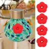 Universal Hummingbird Feeder Replacement 4PCS Parts, Simulated Red Flowers Shape, Tool-free Repair Fit Silicone Waterproof Bird Accessories,