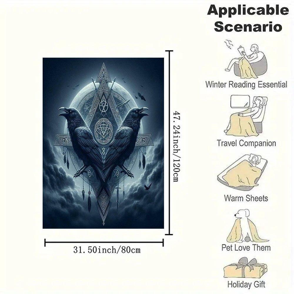 "Raven Moon Dreamcatcher Wall Art Print"Blanket Flannel Throw Blanket for Sofa, Bed, Travel, Camping, Office, Couch, Chair, And Bed Gift for